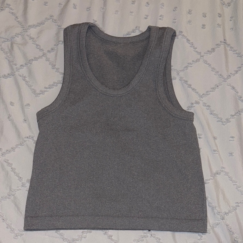 Old Navy Gray Ribed Workout Tank Top